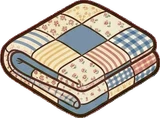 Cushions and blankets, a sticker from the Grandma's Kitchen world