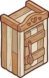 Wall cabinets, a sticker from the Grandma's Kitchen world