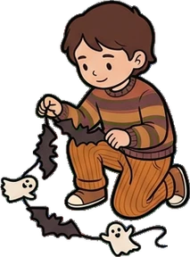 People crouching, a sticker from the Halloween Night world