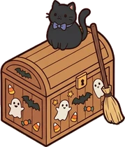 Big floor pieces, a sticker from the Halloween Night world