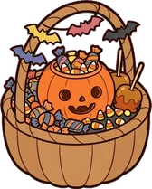 Big floor pieces, a sticker from the Halloween Night world