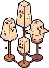 Big floor pieces, a sticker from the Halloween Night world