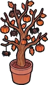 Big floor pieces, a sticker from the Halloween Night world