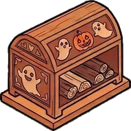 Big floor pieces, a sticker from the Halloween Night world