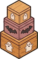 Big floor pieces, a sticker from the Halloween Night world