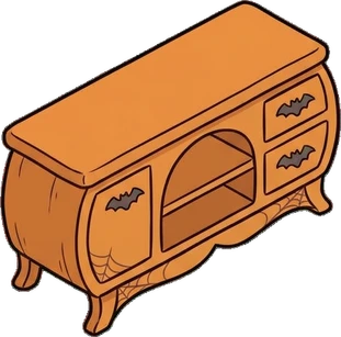 Dressers and low cabinets, a sticker from the Halloween Night world