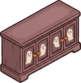 Dressers and low cabinets, a sticker from the Halloween Night world