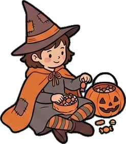 People sitting, a sticker from the Halloween Night world