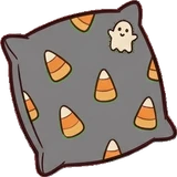 Cushions and blankets, a sticker from the Halloween Night world