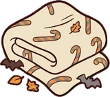 Cushions and blankets, a sticker from the Halloween Night world