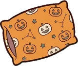 Cushions and blankets, a sticker from the Halloween Night world