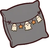 Cushions and blankets, a sticker from the Halloween Night world