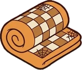 Cushions and blankets, a sticker from the Halloween Night world