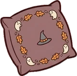 Cushions and blankets, a sticker from the Halloween Night world