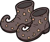 Bags, hats and shoes, a sticker from the Halloween Night world