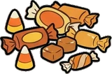 Bags, hats and shoes, a sticker from the Halloween Night world