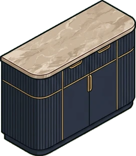 Dressers and low cabinets, a sticker from the Hotel Suite world