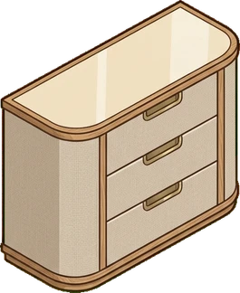 Dressers and low cabinets, a sticker from the Hotel Suite world