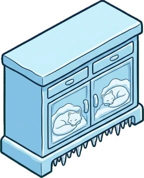 Dressers and low cabinets, a sticker from the The Ice Palace world