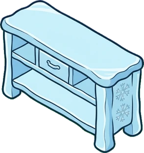 Dressers and low cabinets, a sticker from the The Ice Palace world