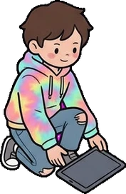 People crouching, a sticker from the The K-Pop Bedroom world