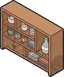 Big floor pieces, a sticker from the Japanese Room world
