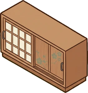 Dressers and low cabinets, a sticker from the Japanese Room world