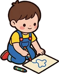 People crouching, a sticker from the The Kindergarten world