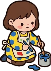 People crouching, a sticker from the The Kindergarten world