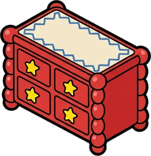 Dressers and low cabinets, a sticker from the The Kindergarten world