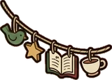 Garlands and hanging things, a sticker from the Little Bookshop world