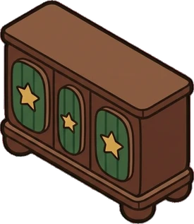 Dressers and low cabinets, a sticker from the Little Bookshop world