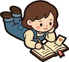 People lying down, a sticker from the Little Bookshop world