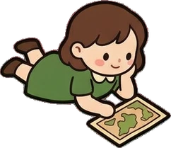 People lying down, a sticker from the Little Bookshop world