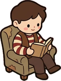 People sitting, a sticker from the Little Bookshop world