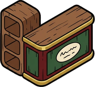 Desks and workbenches, a sticker from the Little Bookshop world