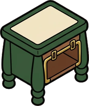 Desks and workbenches, a sticker from the Little Bookshop world