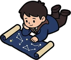People lying down, a sticker from the The Magic Classroom world