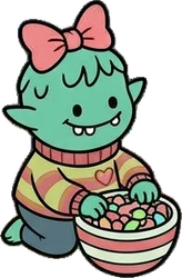 People crouching, a sticker from the The Monster Family world