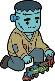 People crouching, a sticker from the The Monster Family world