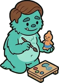 People crouching, a sticker from the The Monster Family world