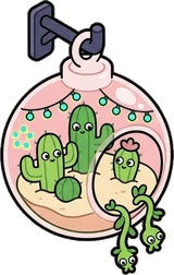 Hanging plants, a sticker from the The Monster Family world