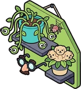 Hanging plants, a sticker from the The Monster Family world