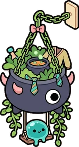 Hanging plants, a sticker from the The Monster Family world