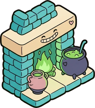 Fireplaces and stoves, a sticker from the The Monster Family world