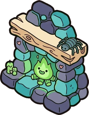 Fireplaces and stoves, a sticker from the The Monster Family world
