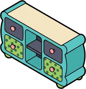 Dressers and low cabinets, a sticker from the The Monster Family world