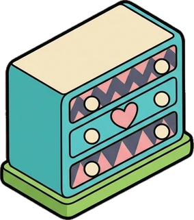 Dressers and low cabinets, a sticker from the The Monster Family world