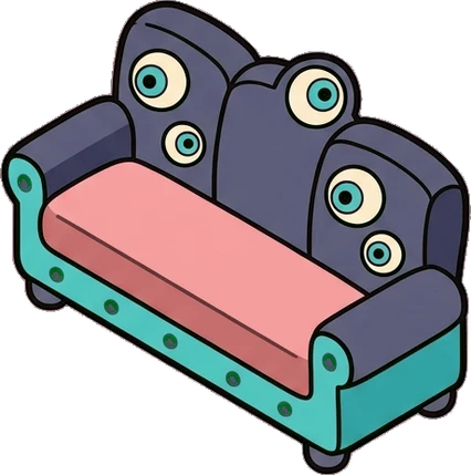 Sofas, a sticker from the The Monster Family world