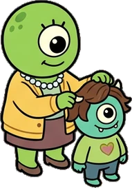 People standing, a sticker from the The Monster Family world